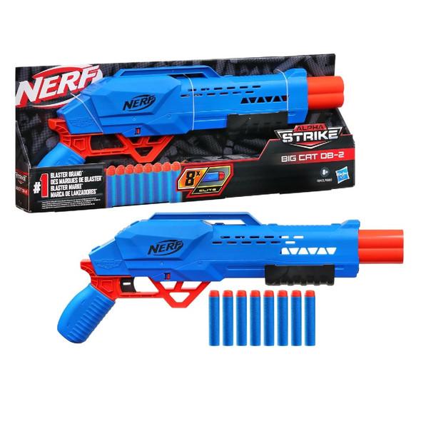 Nerf Alpha Strike Big Cat DB2 Dart Gun with Darts