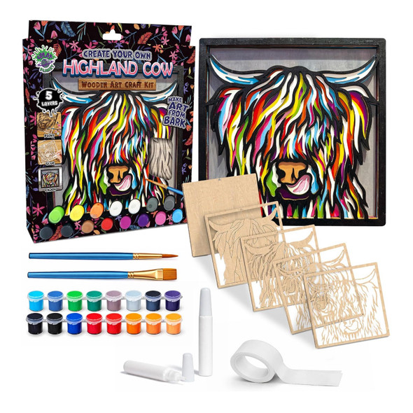 Splat Planet Highland Cow Wood Art
