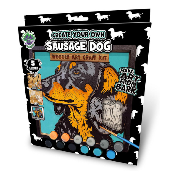 Splat Planet Sausage Dog Wood Art