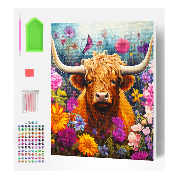 Splat Planet Highland Cow Diamond Art