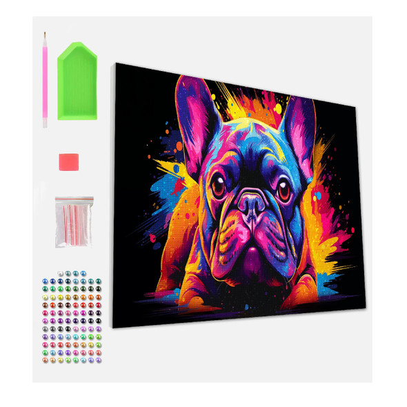 Splat Planet Neon Bulldog Diamond  Art