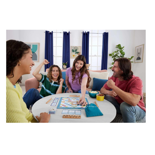 Scrabble Wooden Tiles & Racks - 2 In 1 Double Sided Board