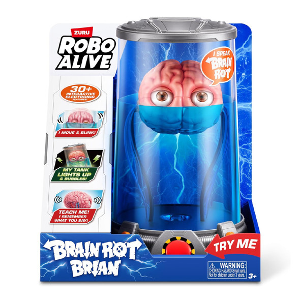 Brain Rot Brian by ZURU Interactive Robotic Light-Up Brain That Talks,