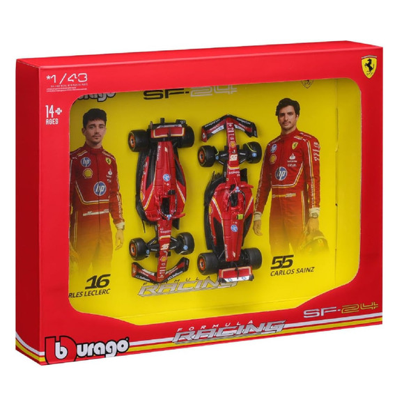 Bburago Ferrari SF-24 F1 Imola Livery 2024 Leclerc #16 and Sainz #55