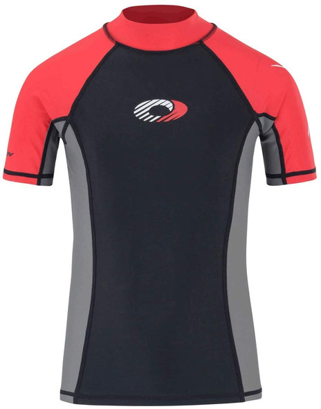 Osprey Kids Short Sleeve Rash Vest Top Black/Red UPF 50+ Size XXS