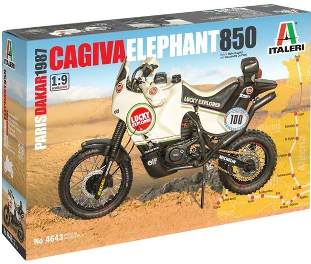 Italeri 4643 1:9 Cagiva Elephant 850 Paris Dakar 1987 Plastic Model Kit
