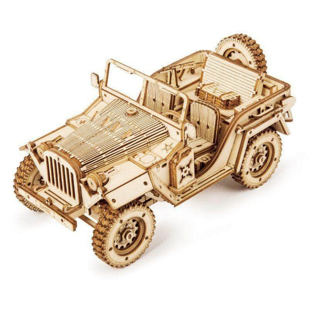 Rokr Army Field Car Wooden Model Kit
