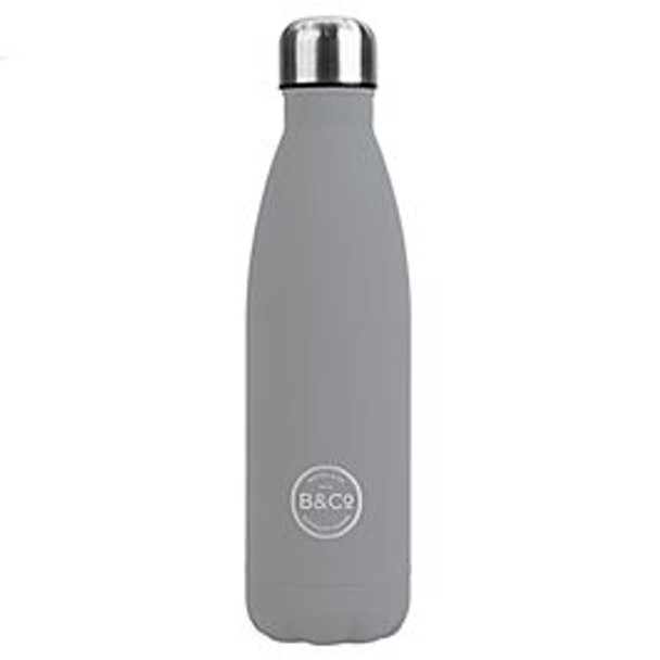 B&Co 500ml Bottle Flask Rubberised Finish Grey SU694121