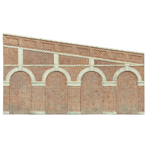 Hornby High Stepped Arched Retaining Walls X 2 (Red Brick)