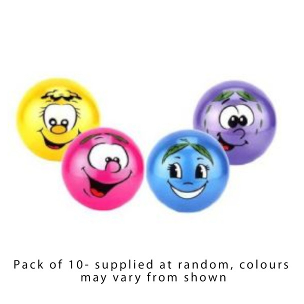 25Cm Fruit Face Ball Assorted Colours  Pack Of 10 (Deflated)