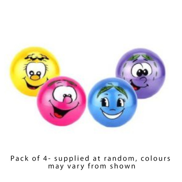 25Cm Fruit Face Ball Pack Of 4 Assorted Colours (Deflated)