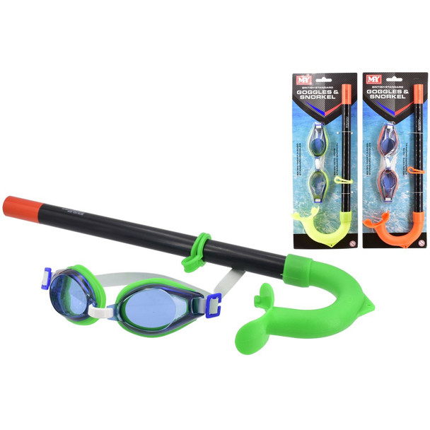 M.Y British Standard Goggle & Snorkel Set - Green, Yellow or Orange