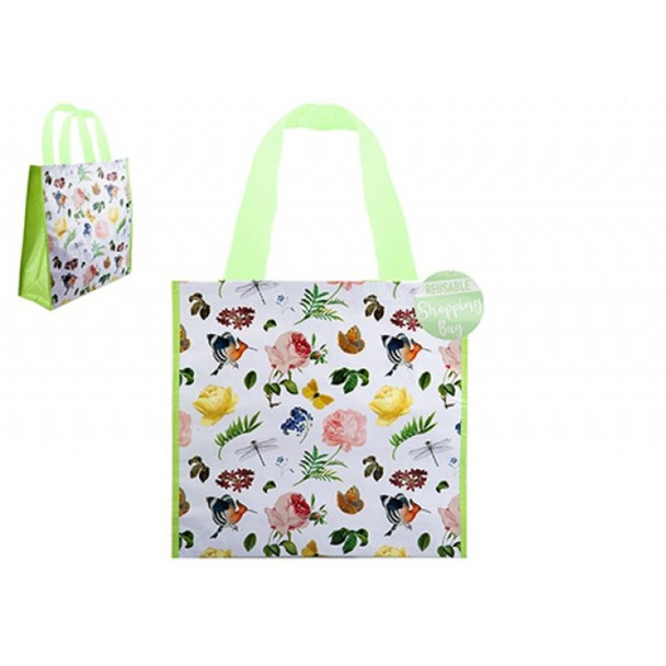 Flower Design Woven Shopping Bag