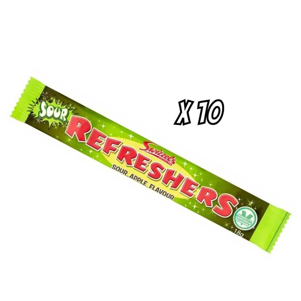 Swizzels Refreshers Sour Apple Chew Bars Pack Of 10