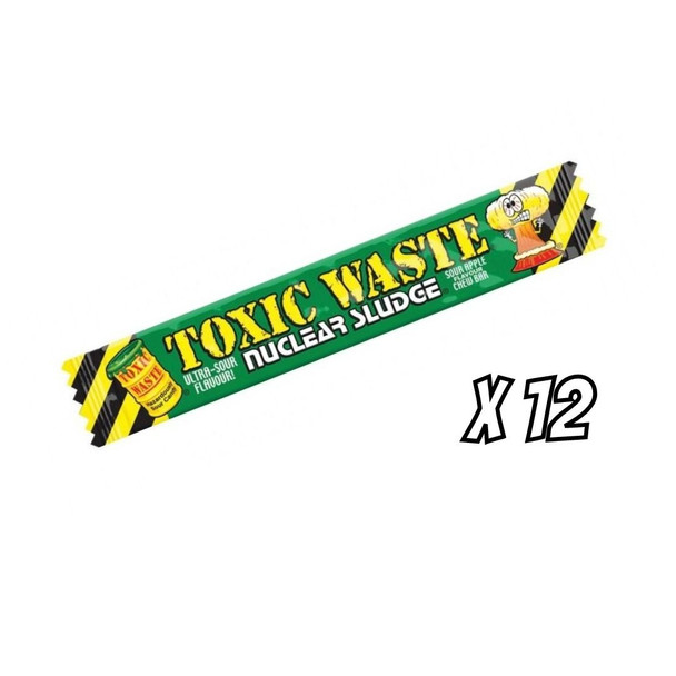 Toxic Waste Nuclear Sludge Sour Apple Chew Bars Pack Of 12