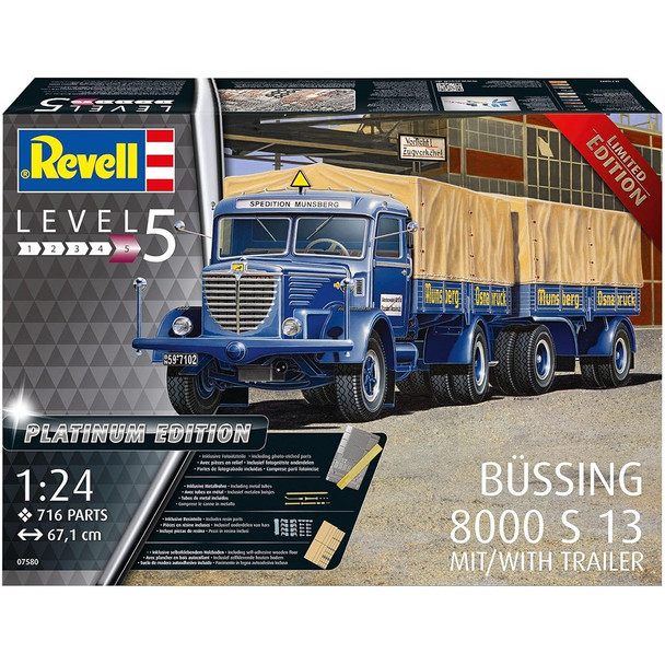 Revell 07580 Büssing 8000 S 13 mit Trailer Platinum Edition 1:24 Model Kit