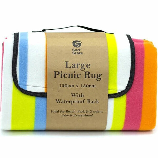 Surf State Large Picnic Rug - Deluxe Striped 130cm x 150cm