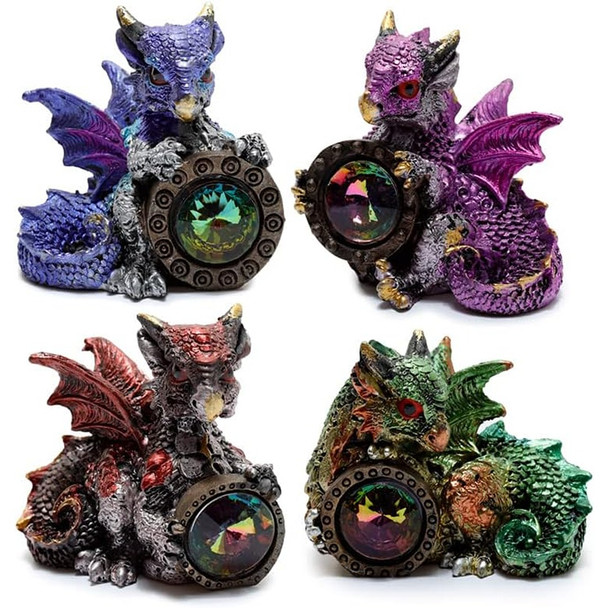 Elements Gemstone Shield Dragon Ornament (Styles Vary)