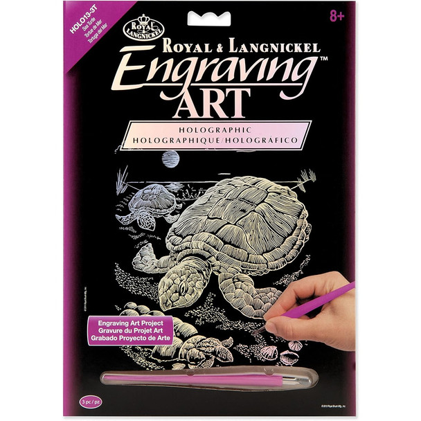 Engraving Art Holographic - Sea Turtles