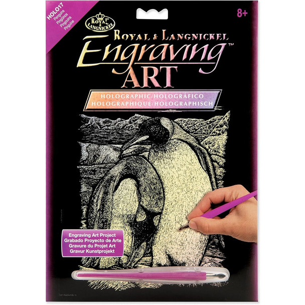 Engraving Art Holographic - Emperor Penguins