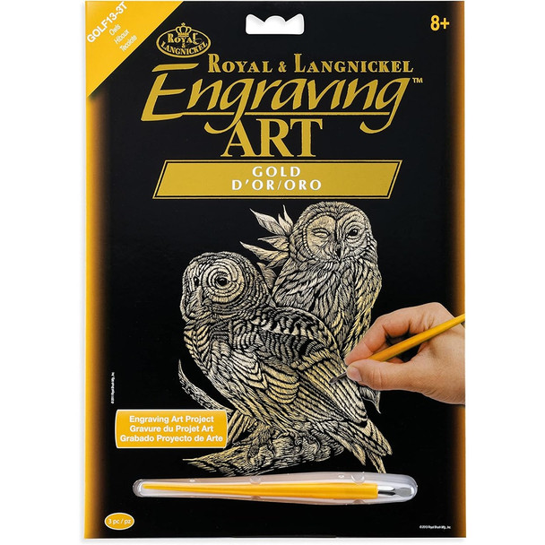 Engraving Art Gold - Owls