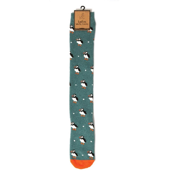 Bartleby Ladies Welly Socks - Puffin Print