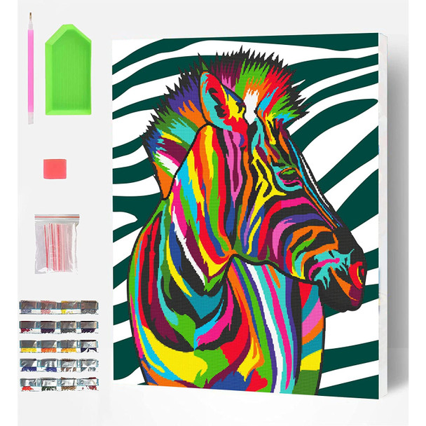 Splat Planet Zebra Pop Art Diamond Painting Art Kit