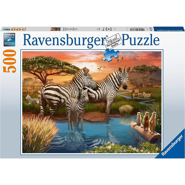 Ravensburger Zebras At Waterhole 500 Piece Jigsaw Puzzle