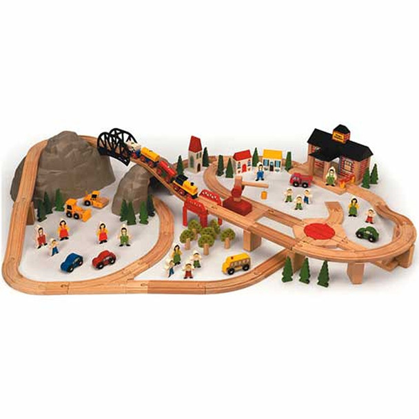 Bigjigs Wooden Railway Mountain Railway Set (112 piece)
