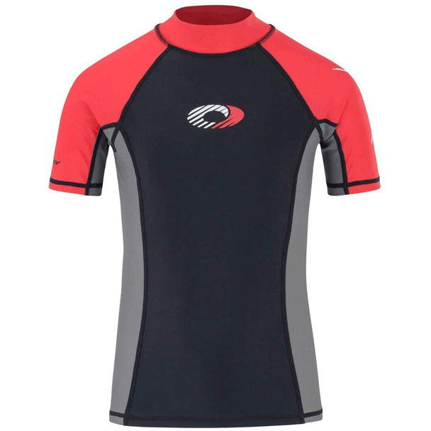 Osprey Kids Short Sleeve Rash Vest Top Black/Red UPF 50+ Size XXXS
