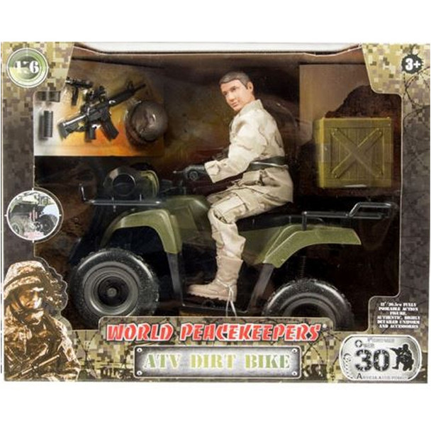 World Peacekeepers Military Figure 30cm And ATV Dirt Bike