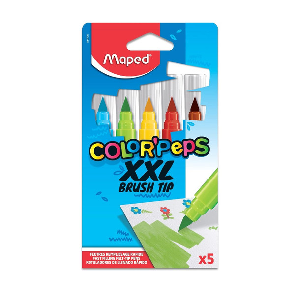 Color Peps Pack of 5 XXL Brush Colouring Felt Tip Pens