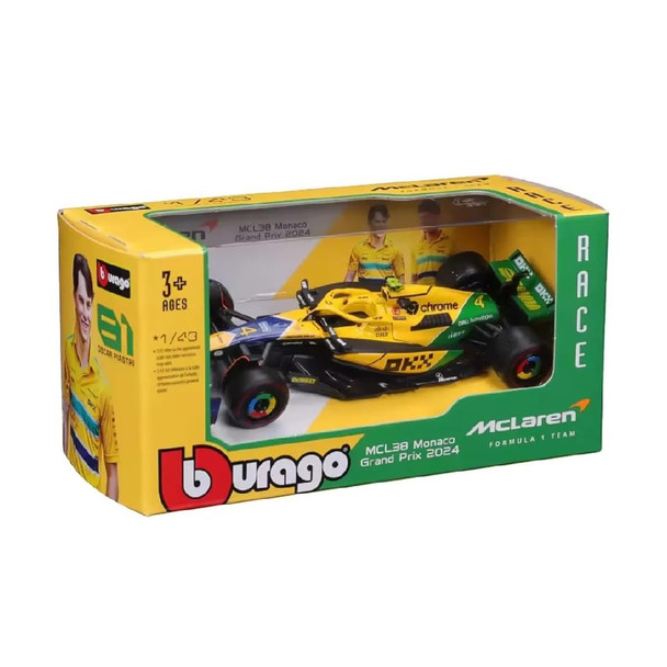 Bburago 1:43 F1 Mclaren MCL38 2024 Norris Ayrton Senna Livery Model Race Car