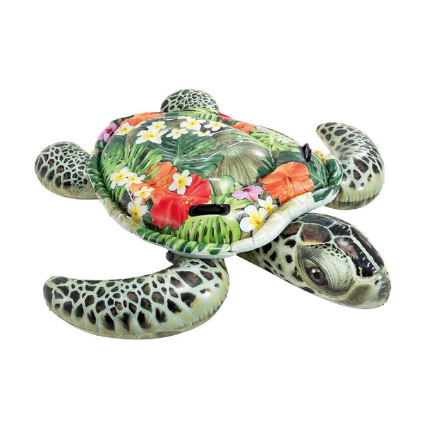 Intex Swimming Mattress Realistic Inflatable Turtle Ride On With floral Shell