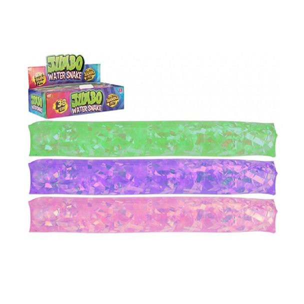 38Cm Jumbo Glitter Water Snake Fidget Toy Assorted Colours