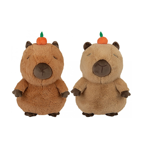 Adorable 12" Capybara Soft Plush With Fruit On Head