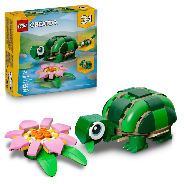 Lego Creator Turtle With A Water Lily Flower