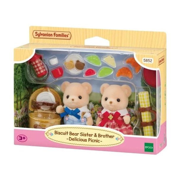 Sylvanian Biscuit Bear Sister & Brother - Delicious Picnic