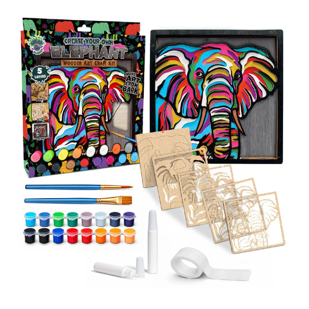 Splat Planet Elephant Wood Art