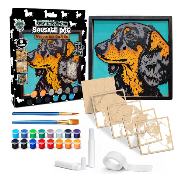 Splat Planet Sausage Dog Wood Art