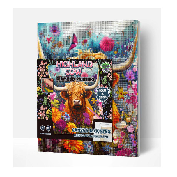 Splat Planet Highland Cow Diamond Art