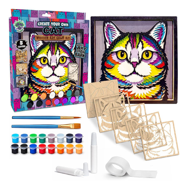 Splat Planet Cat Wood Art