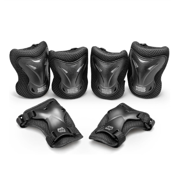 Xootz 6 Piece Black Knee, Elbow and Wrist Protection Pad Set - Large