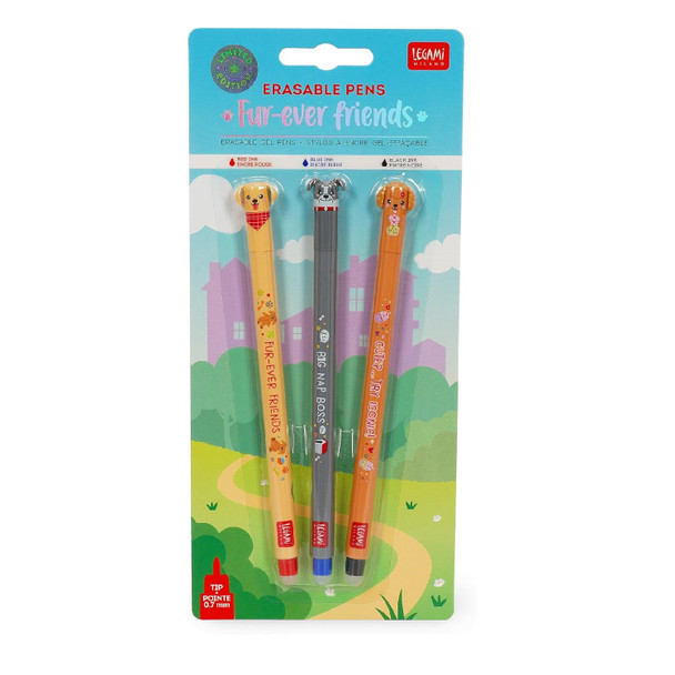 Legami Fur-Ever Friends 3 Pack Erasable Pens