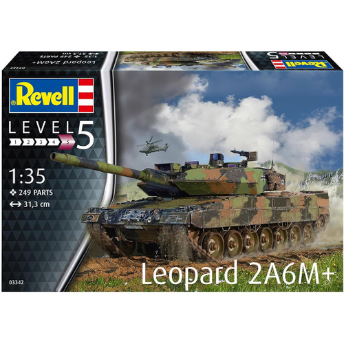 Maquette Revell Leopard 2 A6M+ – échelle 1/35, 250 Pièces, Détails Ultra-précis, Chenilles Articulées, Tourelle Mobile – Pour Modélistes Confirmés