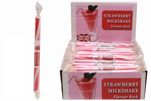 20 Small Flavoured Rock Sticks - Strawberry Milkshake Flavour