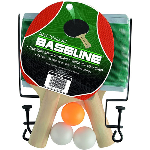Basline Set De Ping-pong – 2 Raquettes, 3 Balles Et Filet Avec Pinces Pour Table – Idéal Débutants