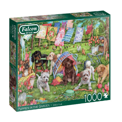 Falcon De Luxe Puppies In The Garden 1000 Piece Jigsaw Puzzle