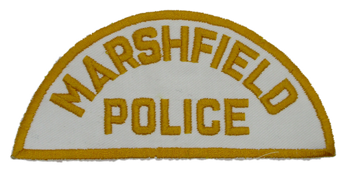 Marshfield Police Patch (white twill, yellow cut edge)(MA)