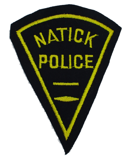 Natick Police Patch (cap/black,felt/yellow)(MA)